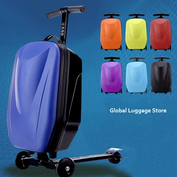 

21 inch carry on scooter trolley scooter suitcase skateboard luggage on wheels