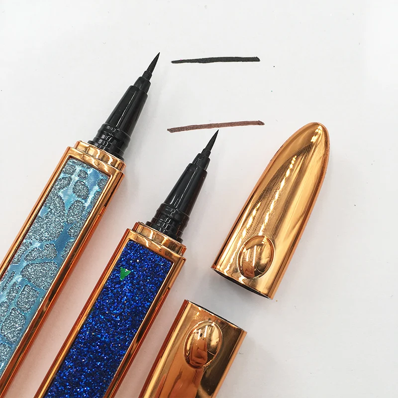 2021 New Self-Adhesive Eyeliner Glue Pen Black Clear Liquid Eyeliner Pen with Rhinestone Diamond
