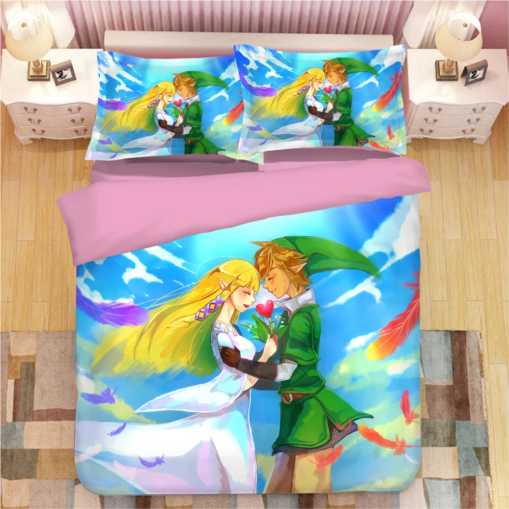 С игрой "Legend of Zelda" постельное белье Мультяшные игры пододеяльники наволочки одеяла комплекты постельного белья льняное постельное белье Комплект постельного белья