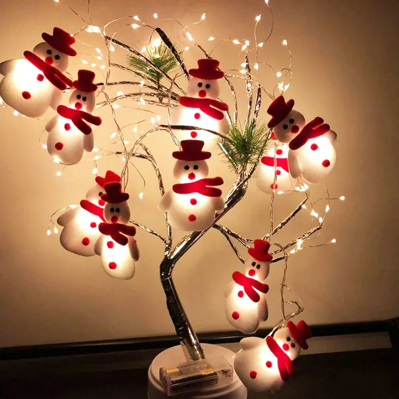2M Santa Claus Christmas Tree LED String Lights Garland Snowflakes Christmas Decoration for Home Fairy Light New Year Xmas Decor