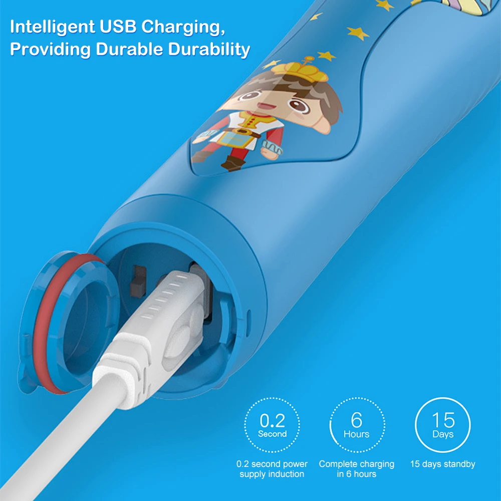 Rechargeable Electric Toothbrush For Kids Toothbrush USB Sonic Portable Charger Charging 4 Heads Electric Tooth Brush