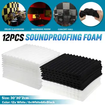 

12/24/36x 30x30x2cm Acoustic Soundproofing Foam Tiles Noise-Absorbing Studio Treatment Wall Panel Soundproof Cell Foam
