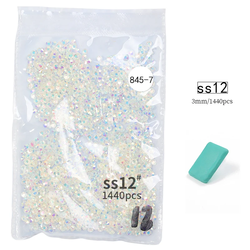 ss12(1440pc) SS3-SS16 1440 шт Супер Блестящий плоский с оборота многоцветный не исправление стразы для украшения ногтей и танцевального украшения - Цвет: ss12(1440pc)
