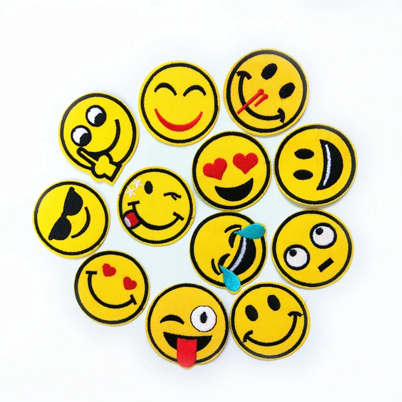 

Smile Love Cute Emoji Iron on Patch Cartoon Embroidered Patches Clothes Fabric Sewing Patch For Kids Garment Jeans DIY Handmade