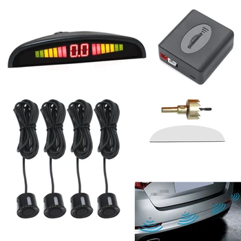 

Car Parktronic LED Display Parking Sensors with 4 Sensors 16.5mm/22mm Reverse Backup Parking-Radar Monitor Detector System Black