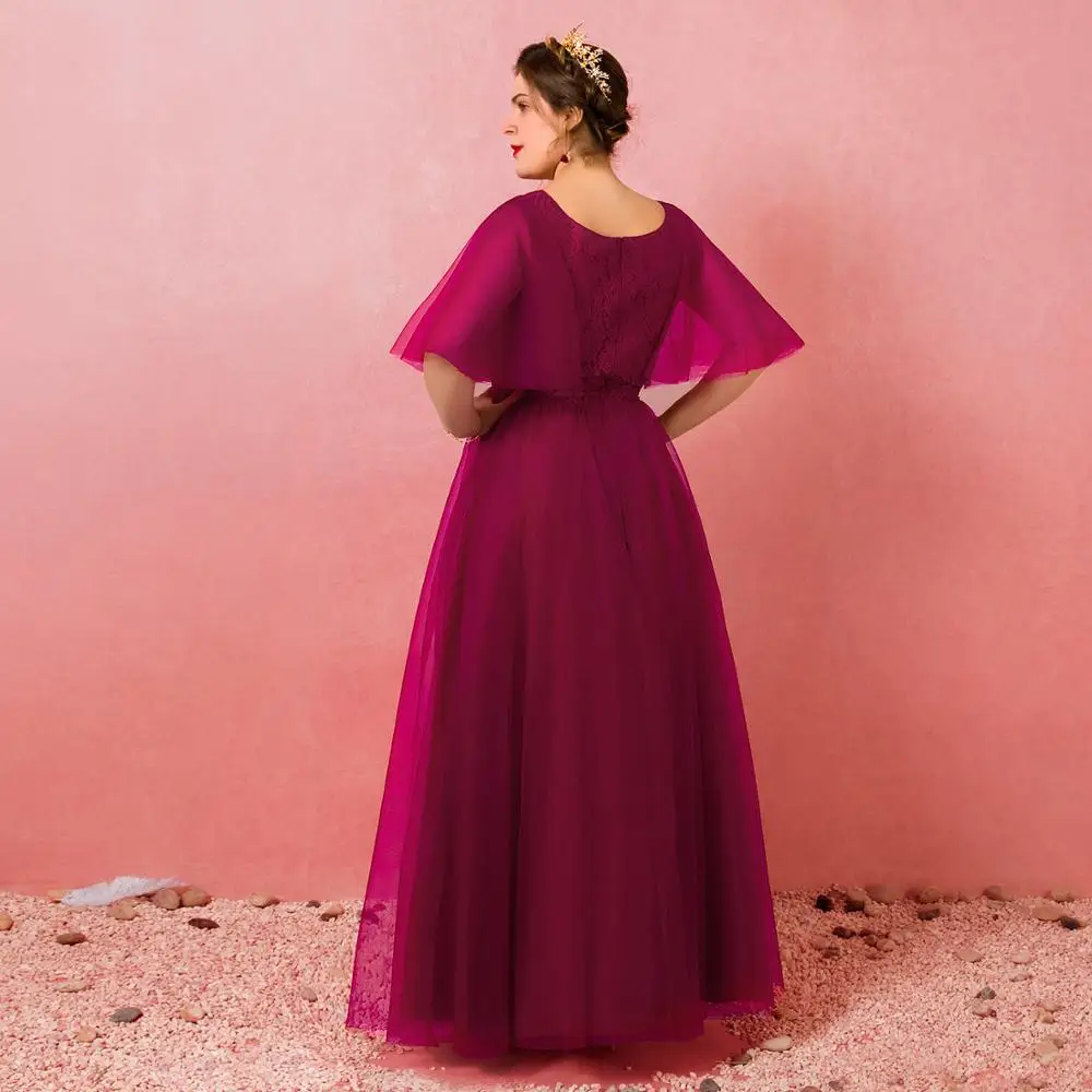 Коктейльное платье, элегантное Тюлевое платье с аппликацией, а-силуэт, супер розовое кружевное платье с глубоким вырезом, платье с рукавами поэта, платья для выпускного вечера