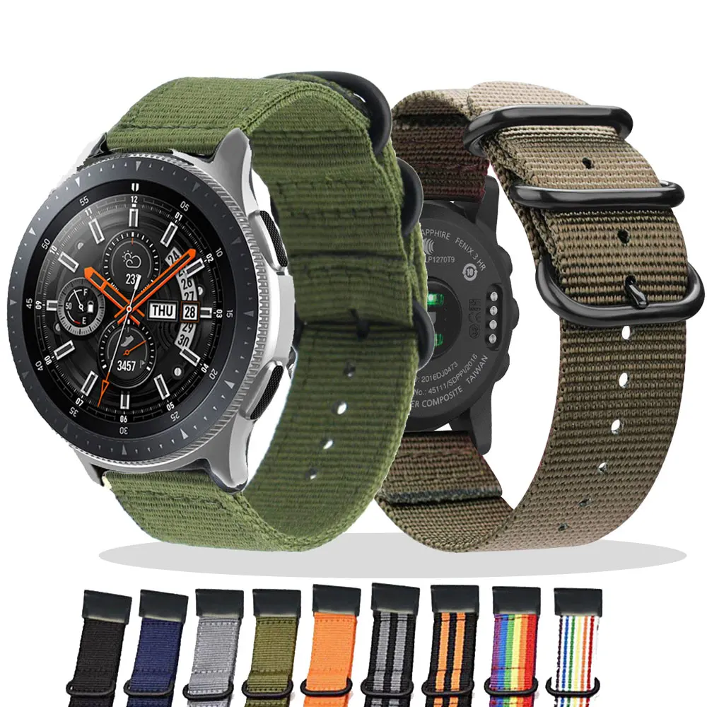 Nylon Band For HUAWEI WATCH GT Samsung Gear S3 Garmin Vivoactive 4 Xiaomi Haylou Solar LS05 Watch Bracelet | Электроника
