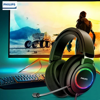 

PHILIPS Gaming Shp9500 Upgrade Game Version TAG6105 Headphone Wired HIFI USB 2.0 Computer With Mic Multimedia Flagship For PC