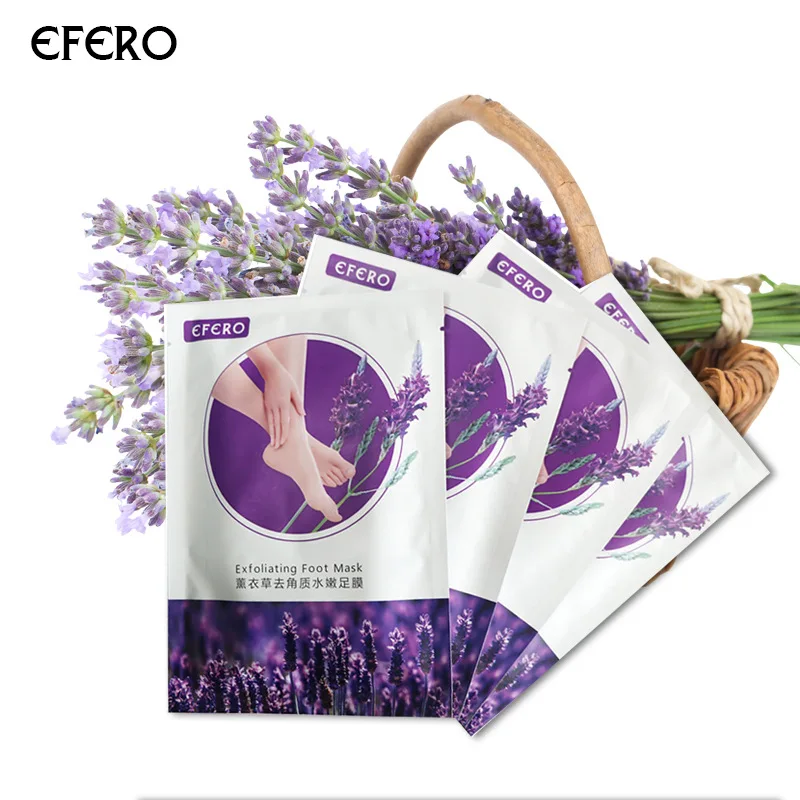 

Efero 2pcs=1pair Lavender Foot Mask Remove Dead Skin Exfoliating Socks Pedicure Socks Baby Feet Masks Heel Foot Care Mask T1180