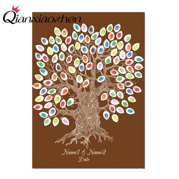 

Qianxiaozhen Personalized Custom Tree Fingerprint Wedding Guest Book Wedding Decoration Mariage Gastenboek Decoracion