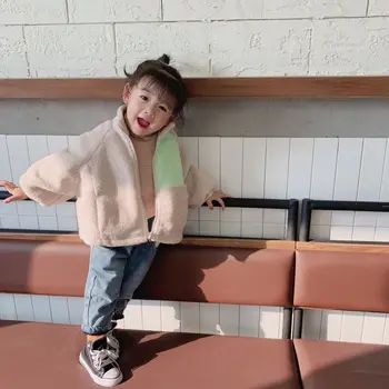 

2019 Winter New Children Fleece Long Sleeve Coat Jackets Toddler Baby with Letter Thickened Clothing Kids Casual Tops
