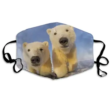 

Cute Polar Bear Funny Animal Washable Reusable Mask, Cotton Anti Dust Half Face Mouth Mask For Kids Teens Men Women With