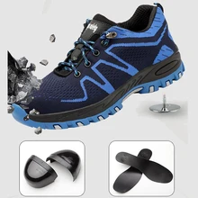 Рабочие ботинки; легкая дышащая мужская защитная обувь; Рабочая обувь со стальным носком; уличные Нескользящие высококачественные мужские строительные ботинки