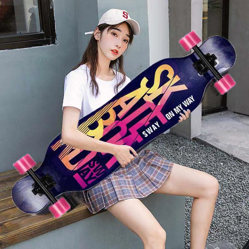 105-25-cm-skateboard-longboard-chinese-maple-four-wheels-double-rocker-brush-street-board-deck-emery-paper-paint-bracket