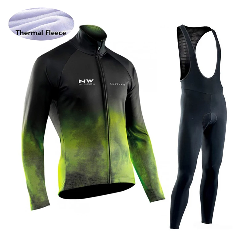 Bib Long suit NW зимний термальный флисовый велосипедный комплект велосипедная одежда горный велосипед велосипедная одежда Велоспорт Джерси Набор Майо Ropa Ciclismo Invierno - Цвет: Bib Long suit