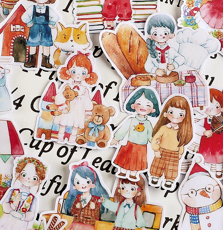 20pcs cute girl Stickers Flakes For car Decoration Diy Hand-drawn comics schoolboy Scrapbooking Children Sticker | Дом и сад