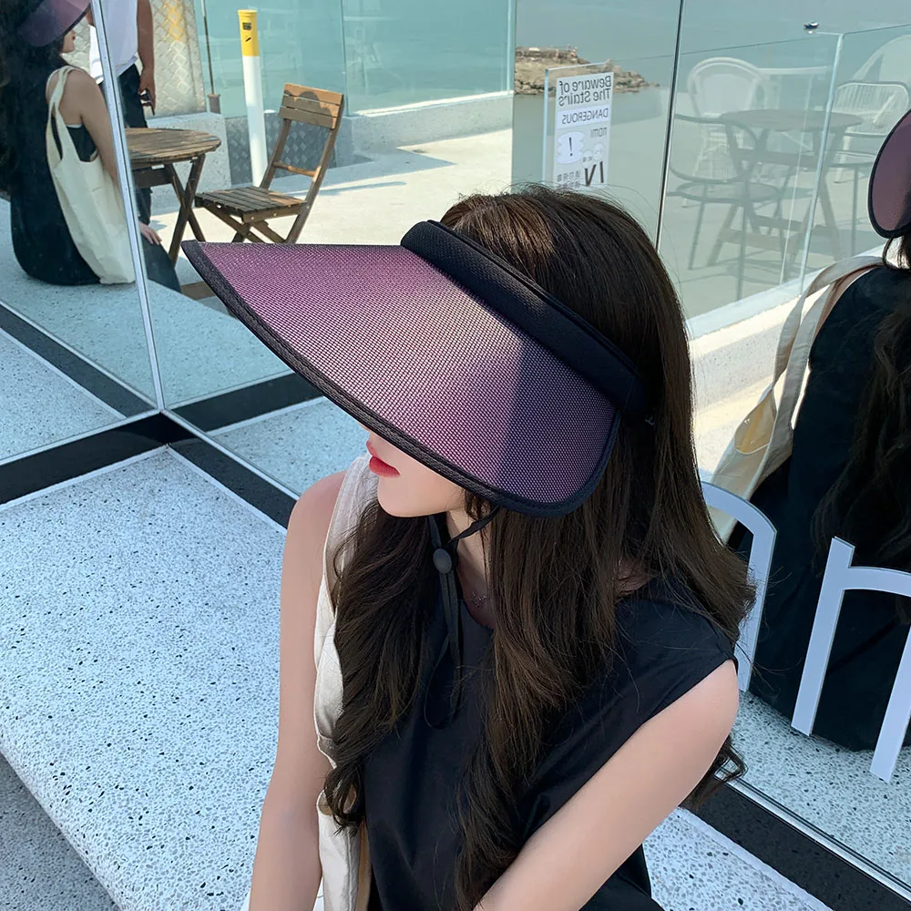 Women color-changing anti-ultraviolet summer sun hat all-match female summer sunscreen light cover face empty top hat sun hat sun protection hat empty top hat