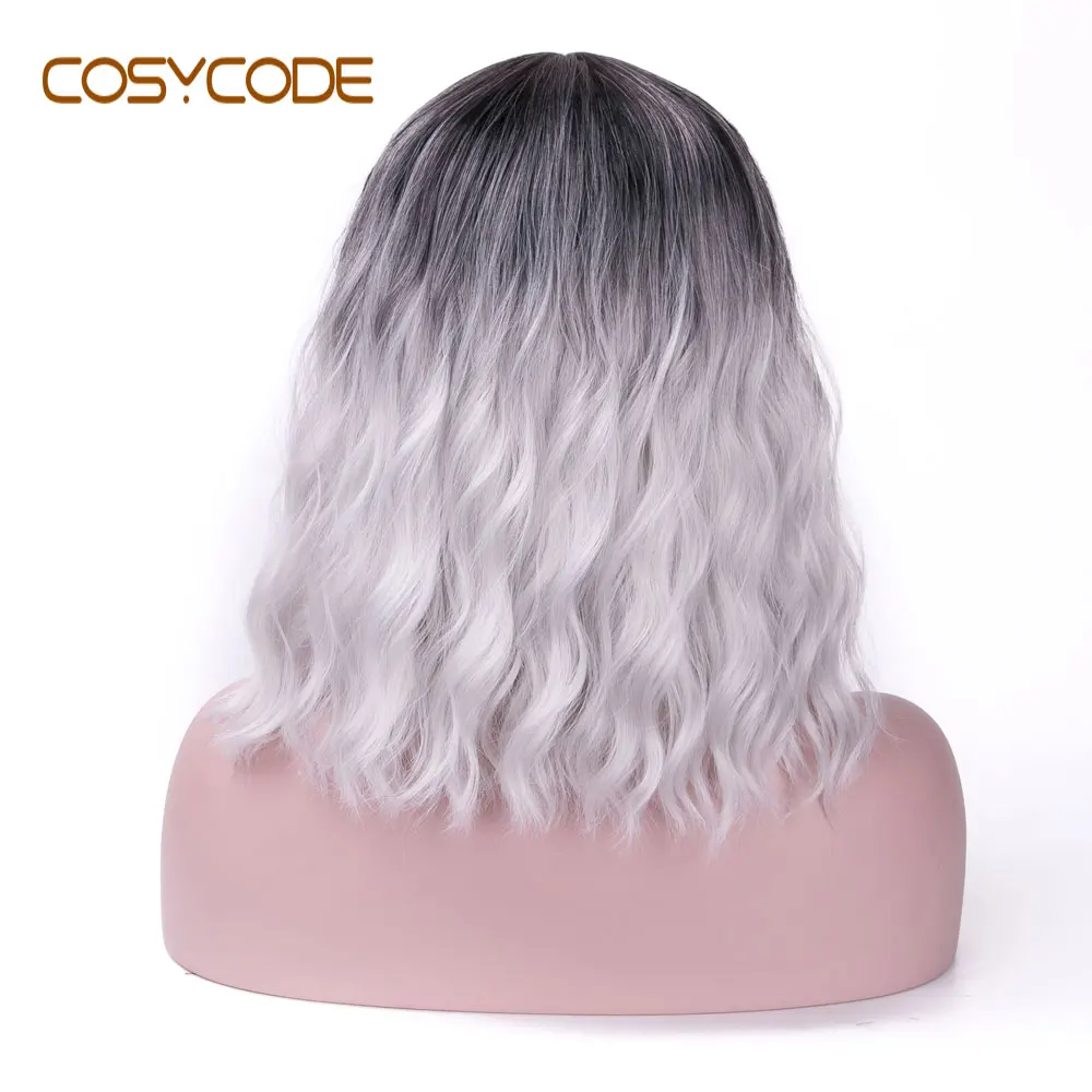 COSYCODE, длинный прямой парик для женщин, 24 дюйма, средняя часть, черный, серебряный, 2 тона, синтетический парик, не кружевной, косплей, парик