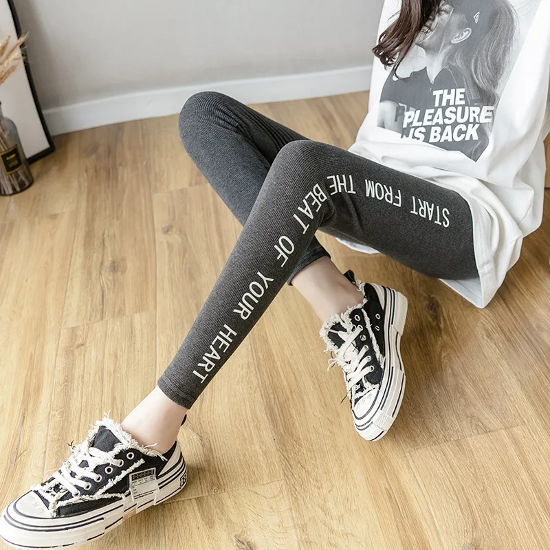 Womens Girls Letter Glow In Dark High Waisted Leggings Women 2020 Autumn Black Grey Night Light Elastic Waist Jeggings Femme