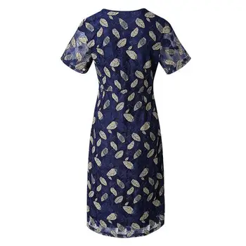 

New arrived Fashion Women's Dress Summer style light mature Lace Embroidery Flower fat