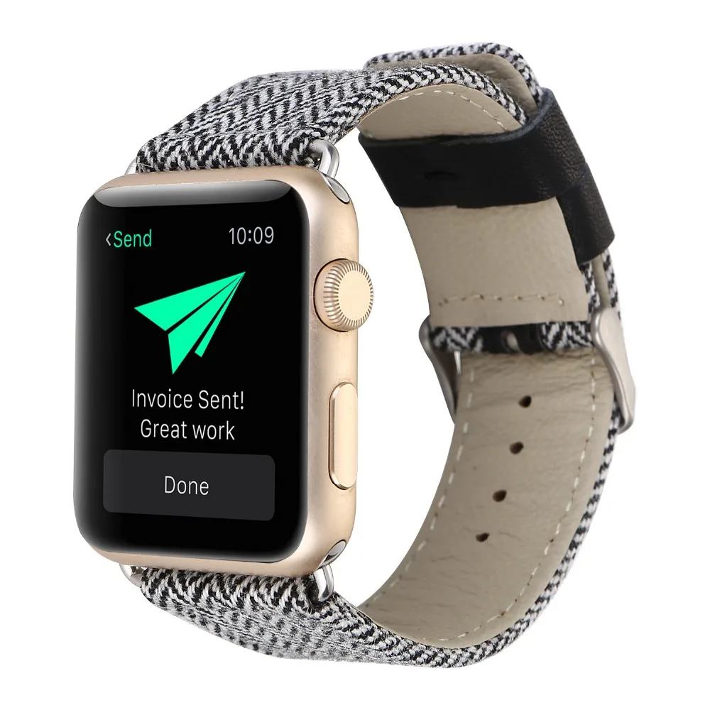 Band For Apple Watch 38mm 42mm 40mm 44mm Fabric Leather Watchband For iWatch Strap Series 1 2 3 4 Bracelet Belt With adapter