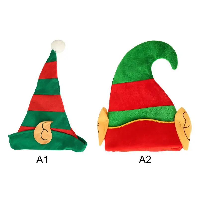 Рождественская шапка в красно-зеленую полоску, шляпа эльфа с ушками, Рождественская шапка Орна для мужчин, ts, декор для детей, женщин, мужчин, девочек, вечерние кепки
