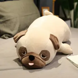 Peluche de perro Pug Kawaii para niños, almohada para dormir, regalo de cumpleaños, Navidad, San Valentín, gran tamaño, 55 65cm, novedad de 2022