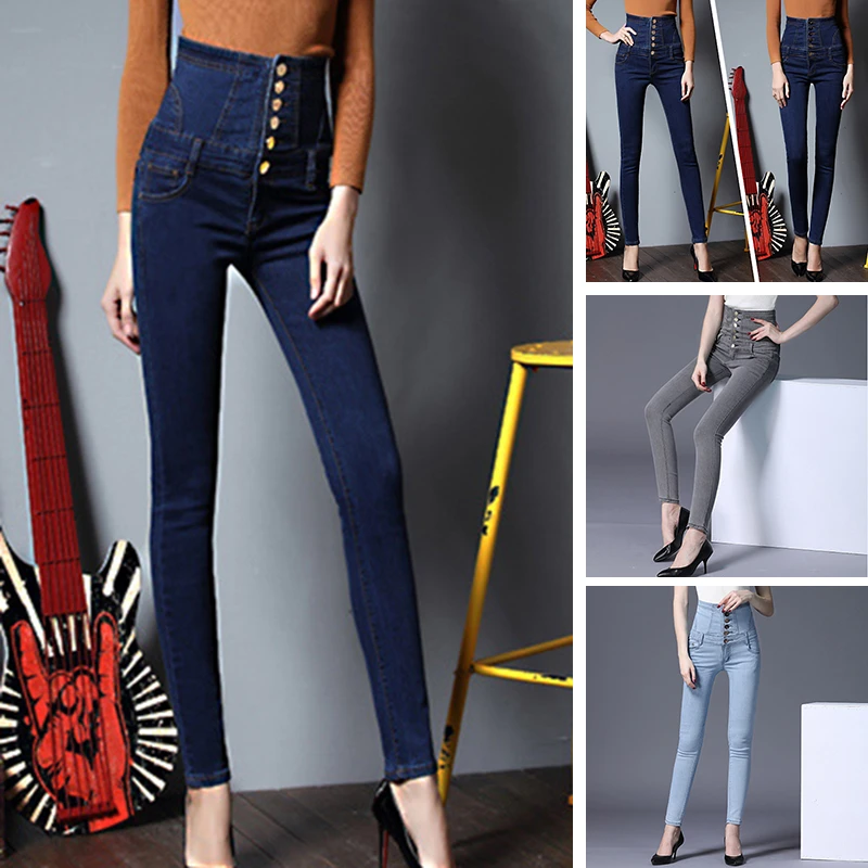 Women denim jeans pencil leg slim fit jeans high waist tight-fitting large size S-4XL brand elastic waist fashion pants ariat jeans