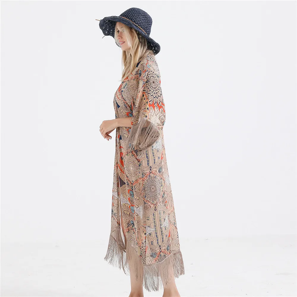 Japanese Kimono Yukata Kimono Tassel Cardigan Fashion Blouse Women Long Cardigan Haori Traditional Kimonos Dress Obi Shirt