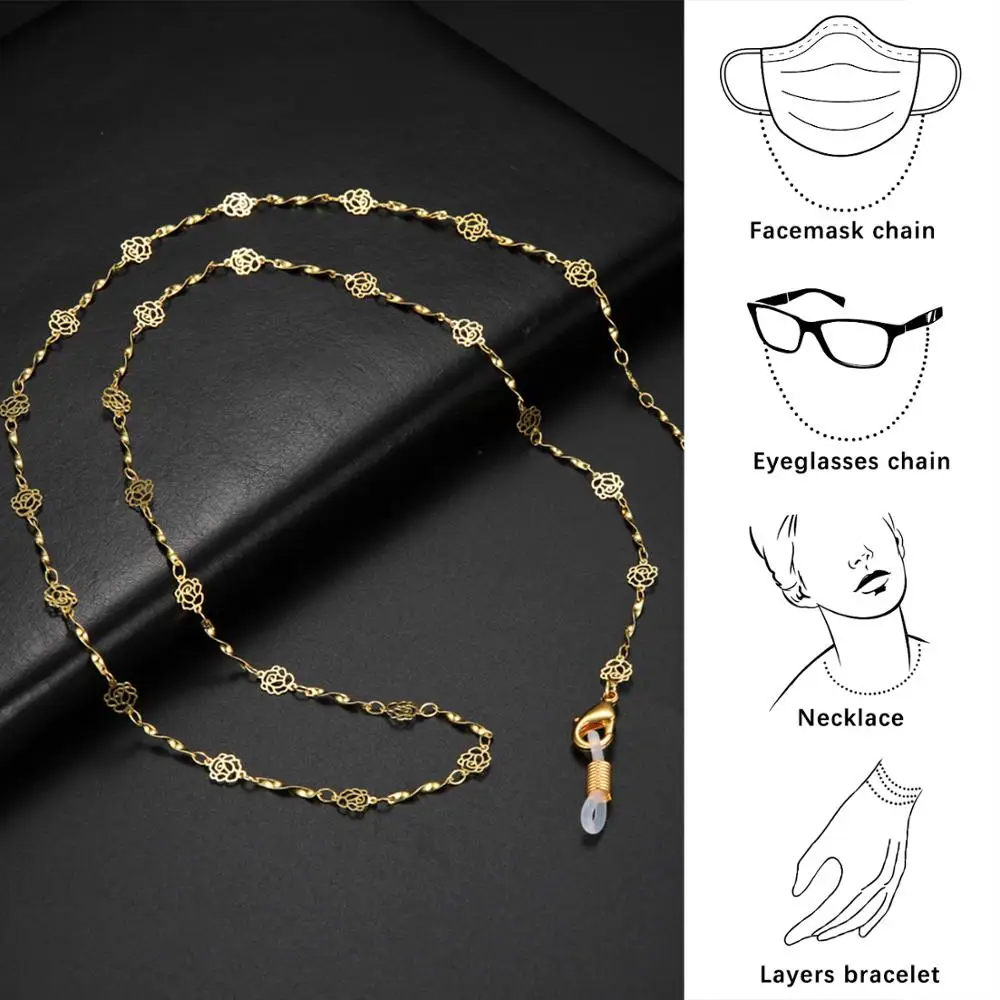 Skyrim Metal Mask Chain Holder Gold Color Glasses Chains Lanyard for Sunglasses Eyeglasses Cord Neck Strap Rope Gift Women | Аксессуары