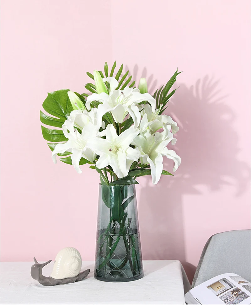 Erxiaobao 87 см Высококачественный полиуретан с эффектом реального прикосновения розовый белый желтый искусственная лилия Искусственные цветы для свадьбы дома Декор для гостиной