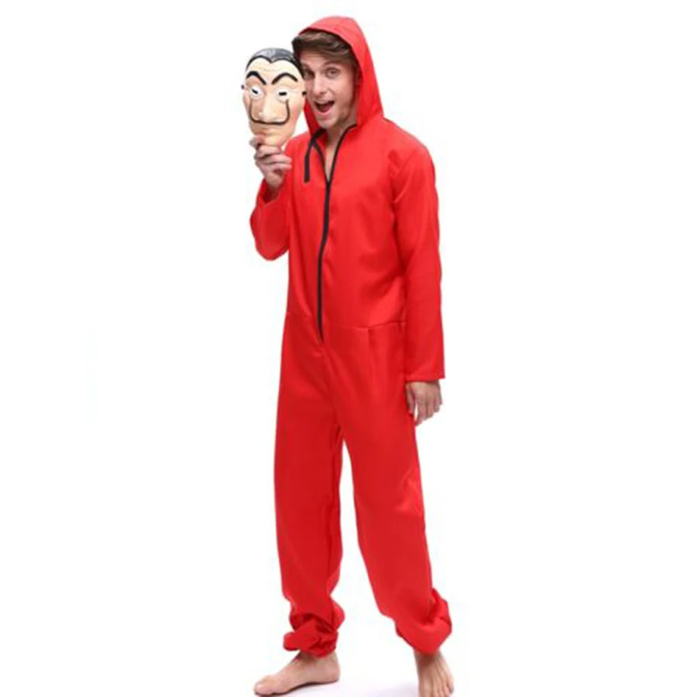 Banknote House Dali Dali Siamese Clothing Red Onesies Clown Costume Cosplay Halloween La Casa De Papel Face Mask Clothing (18)