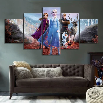 

5pcs Frozen 2 Cartoon Movie Poster Canvas Paintings HD Cartoon Wall Picture Wall Art Home Decor
