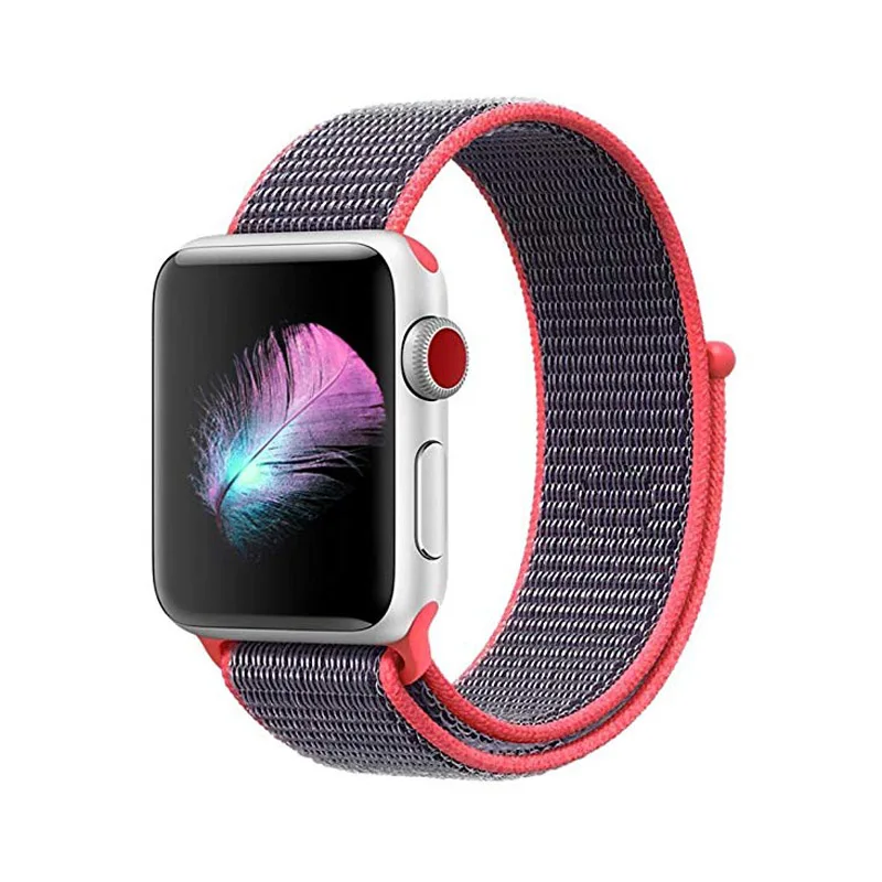 Мягкий дышащий нейлоновый спортивный бесшовный ремешок для Apple Watch 42/38/44/40 мм плетеный браслет для наручных часов iWatch серии 4/3/2/1 группа аксессуар - Цвет ремешка: Bright pink