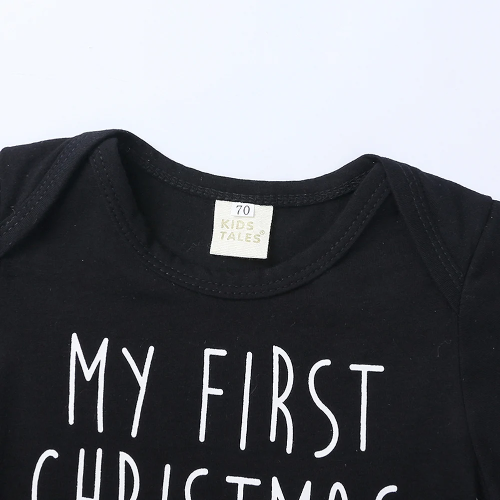 С надписью My First Christmas, для новорожденных, для маленьких мальчиков и девочек с принтом в виде букв, с длинными рукавами, из хлопка, комбинезон-боди для игр, Одежда Рождественская одежда