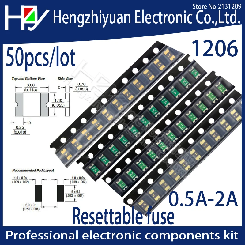 3216 1206 0.05A 0.1A 0.12A 0.16A 0.2A 0.25A 0.5A 0.75A 1.1A 2A 3A 3.5A 4A SMD перестраиваемый предохранитель PPTC