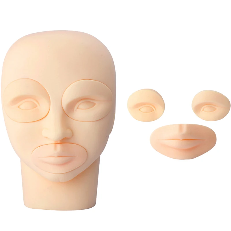 Tattoo Practice Dummy Training Head Silicone Permanent Makeup Microblading Lip Eyebrow Tattoo Skin Mannequin Doll Face Head Kit