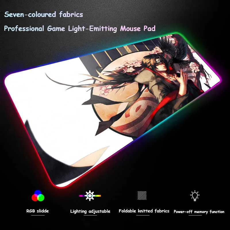 XGZ большой RGB коврик для мыши Блокировка края Наруто Аниме Учиха Итачи пользовательский Офисный Компьютерный стол коврик резиновый нескользящий 900x400/800x300 Xxl