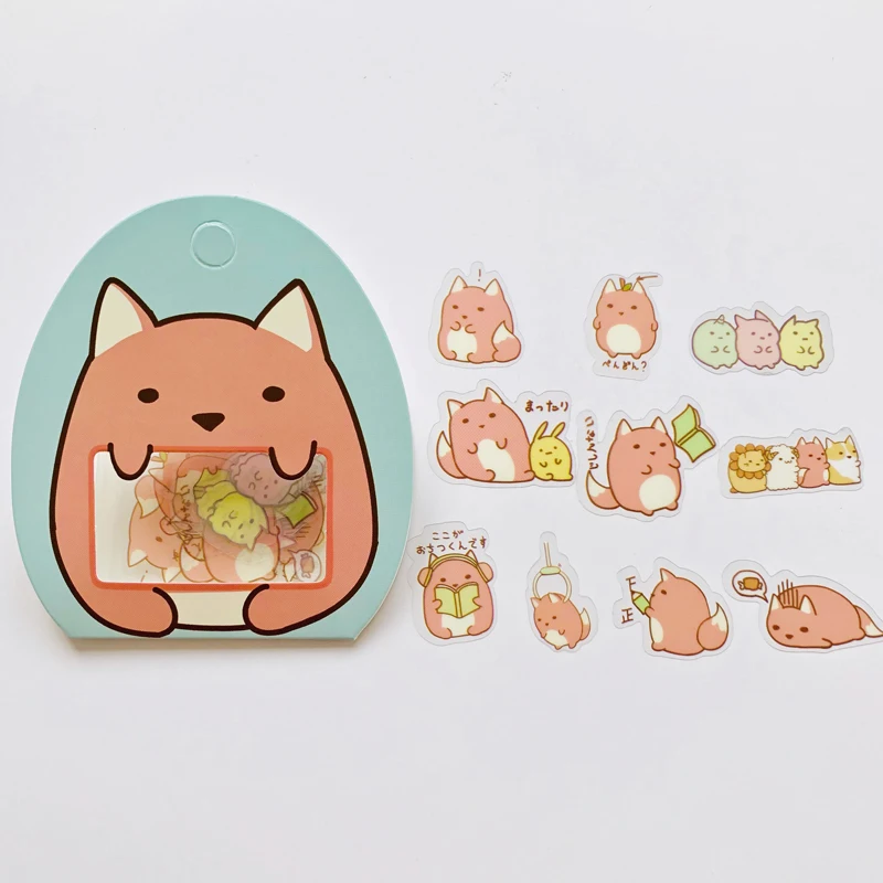 50 шт./пакет Kawaii щенок лисий мех овцы лев полихлоридвиниловая клейкая DIY Стикеры Тетрадь альбом декор