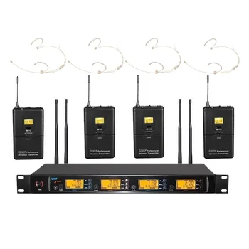 

UHF 4 Channels Wireless Headworn Microphone mic System Professional Karaoke Stage C School Play