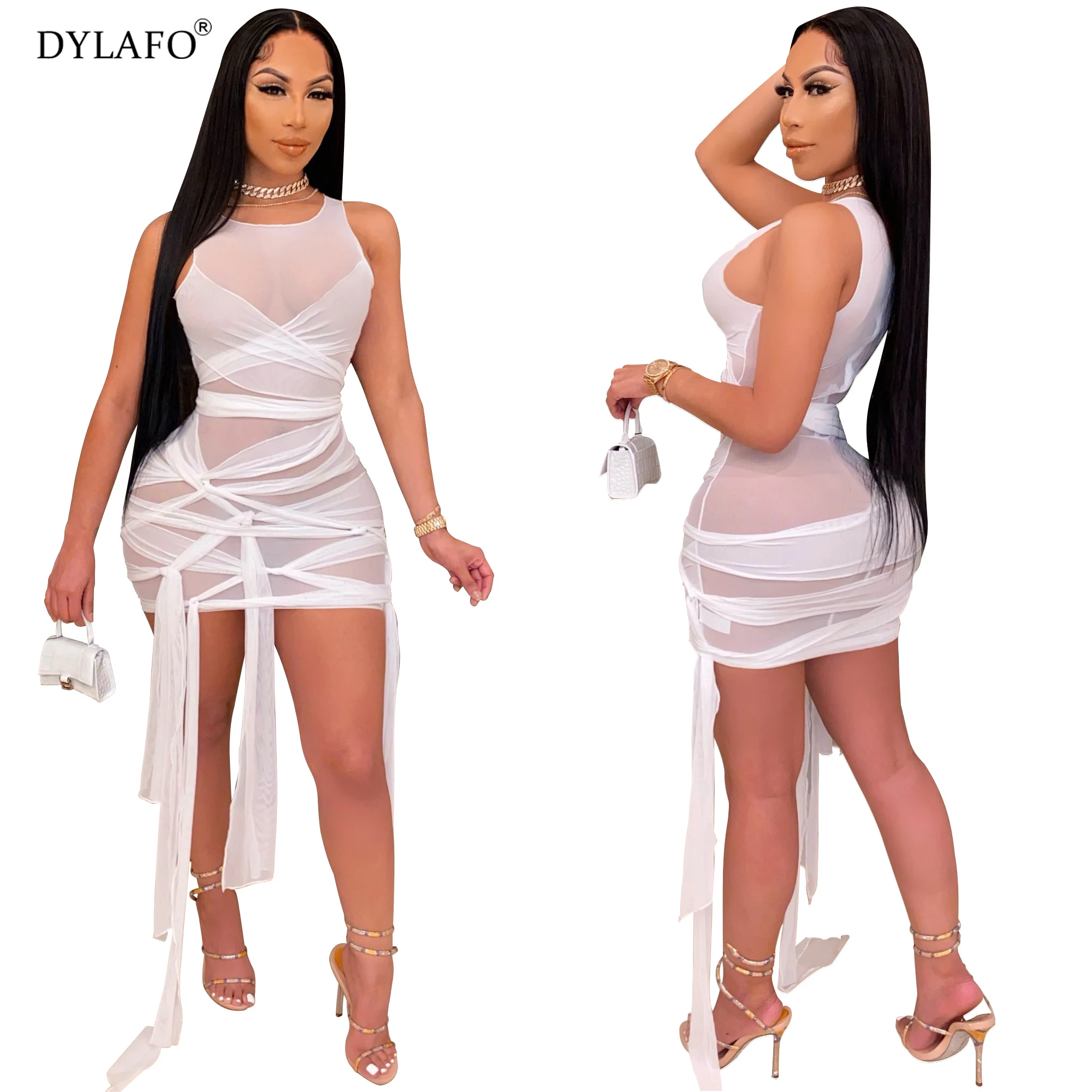 Sexy Sling Corset Dress Gauze Short Ladies Nightclub Party Wear Fashionable Tight Gauze Mini Dress Casual Trendy Dress 2021 New