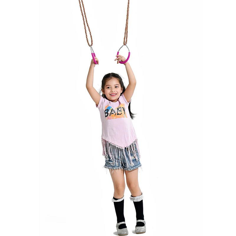 Children Trapeze Bar Pull Up Rings Kids Handshake Iron Plastic Fitness Ring Outdoor sport Playground Home Swing Equipment | Игрушки и