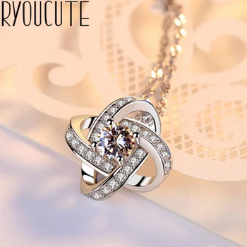 

Fashion Silver Color Cross Clover Necklaces For Women Long Necklaces Christmas Jewelry Wholesale Collar