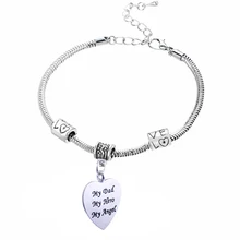 12 шт. мой папа мой герой мой ангел браслет с шармом в виде сердца любовь бисера браслет из цепочек семья папочка папа день подарок ювелирные изделия Горячая