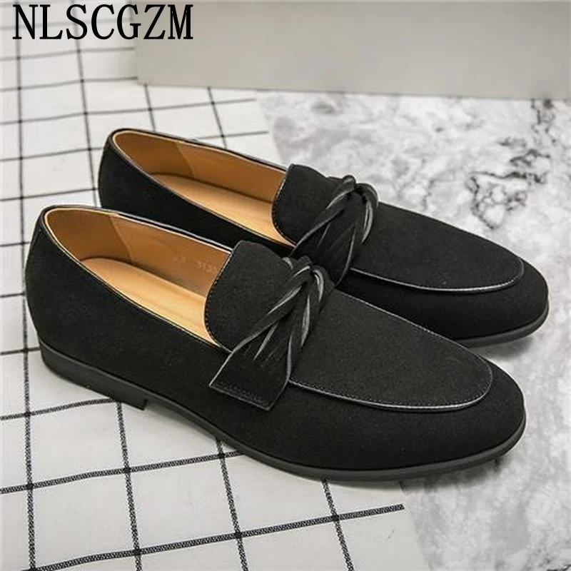 

Туфли мужские замшевые классические, лоферы, итальянские лифты, обувь для офиса, 2023