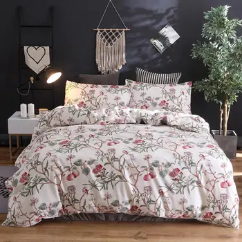 

Hot! American Flower Duvet Cover Set 2/3pcs Flora Bed Linen US CA Sheet Style Pastoral Bedclothes Double No Set King AU Bedding