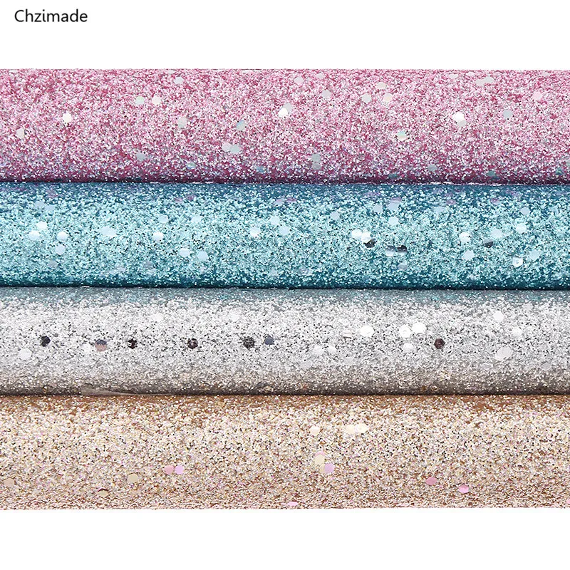 Chzimade 21x29cm A4 Glitter Thin PU Fake Leather Fabric Sequins Synthetic DIY Material For Handbag Garments | Дом и сад
