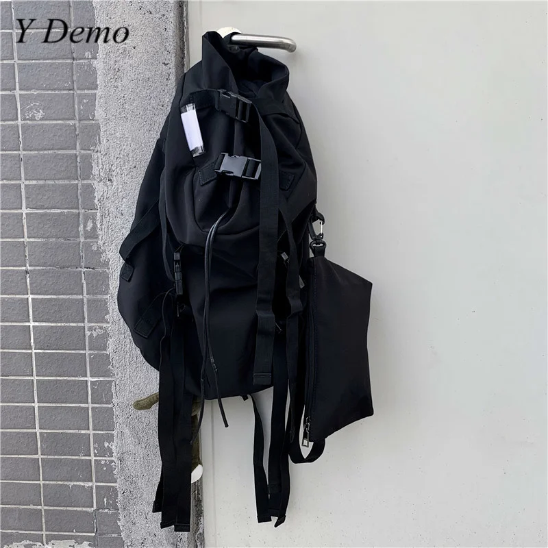 Рюкзак унисекс Techwear черный с карманами и пряжками | Багаж сумки