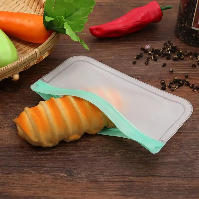 

Reusable Kitchen Food Storage Bag Leakproof Stand Up Snacks Container Organizer Refrigerator PEVA Silicone Fruit Bag