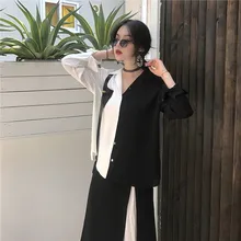 Woherb Korean Ins 2020 Summer Harajuku Women Tops Contrast Blouses Black White Patchwork Shirt Elegant Lady Chic Blusas Shirt